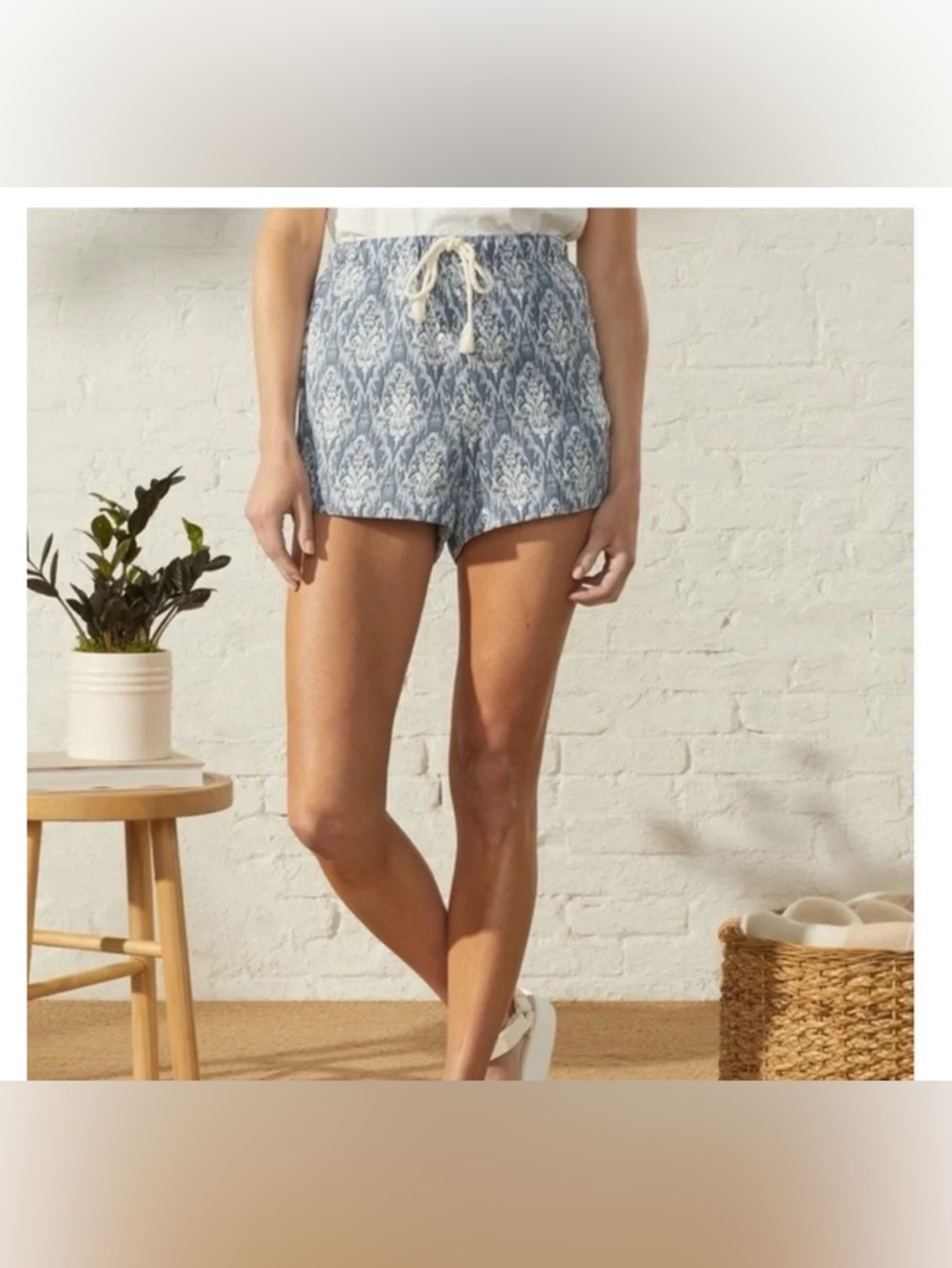 Upwest All Silky tencel boho print pull on drawstring shorts size XL